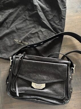Rag & Bone Small Field Messenger Bag in black leather
